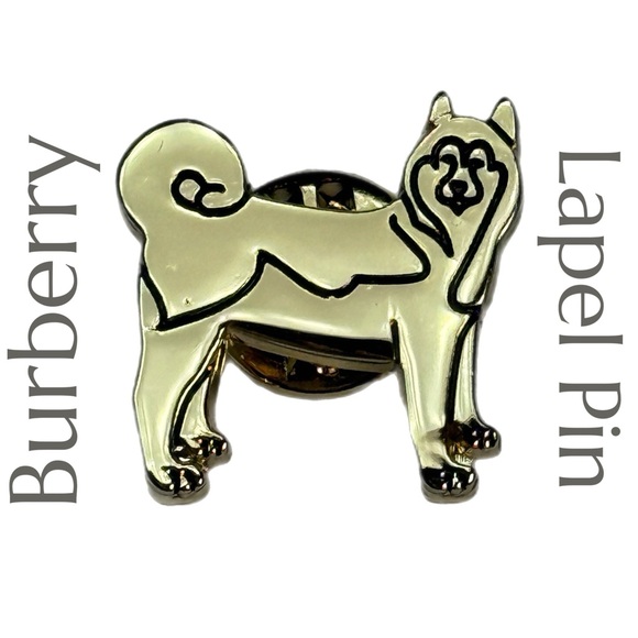 Burberry - Husky Dog Lapel Pin - Hat Pin - Brass - Unique Burberry - 3/4” x 3/4” - Picture 1 of 5